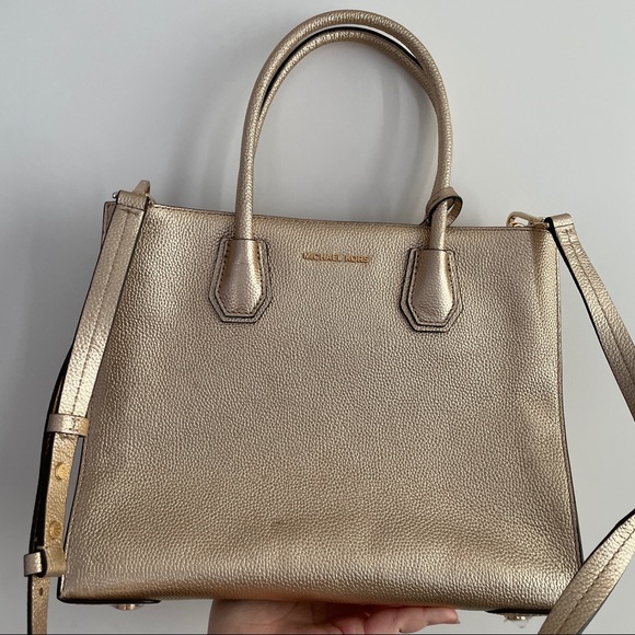 Pre loved Michael Kors gold mercer tote bag - Picture 1 of 8